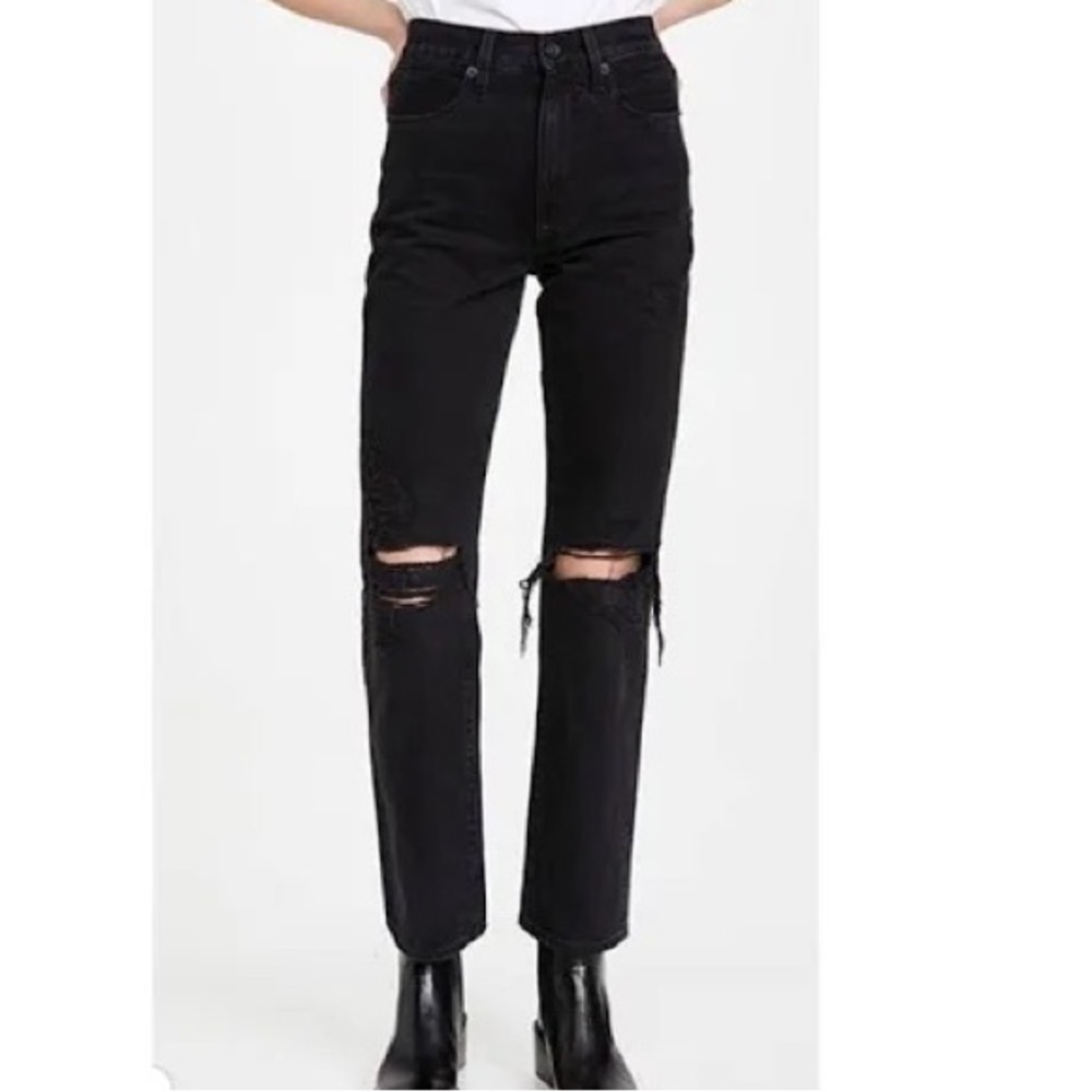 SLVRLAKE London Distressed Straight Leg Jean
